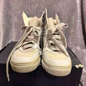 Givenchy Tyson High Top Snkers Grey Cream Leather EU 43 Mde in Italy 3171